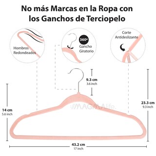 Foto 2 | Magmalife 50 Ganchos Para Ropa De Terciopelo, Gancho Plateado Giratorio De 360 Grados, Adecuado Para Todo Tipo De R
