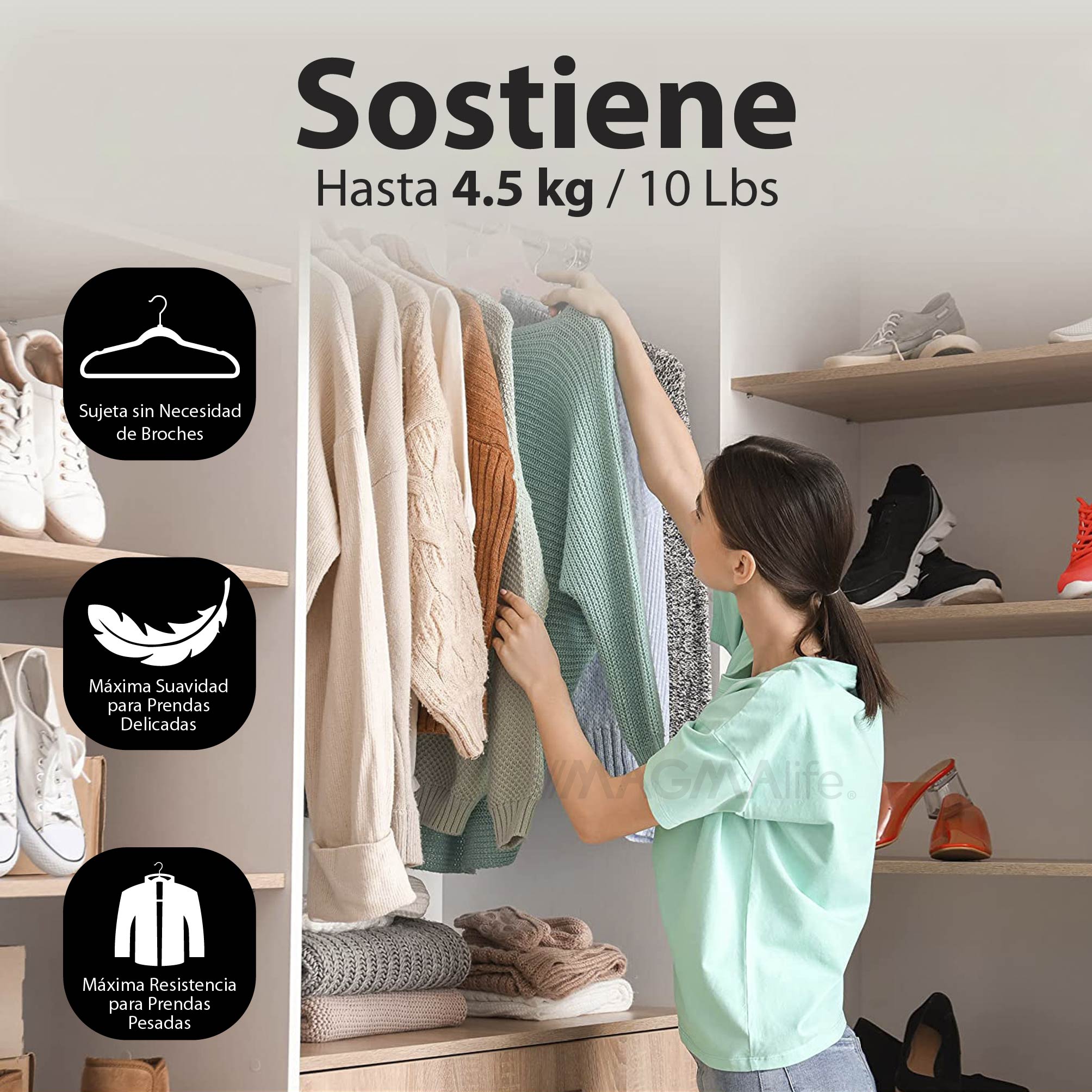 Foto 4 pulgar | Magmalife 50 Ganchos Para Ropa De Terciopelo, Gancho Plateado Giratorio De 360 Grados, Adecuado Para Todo Tipo De R