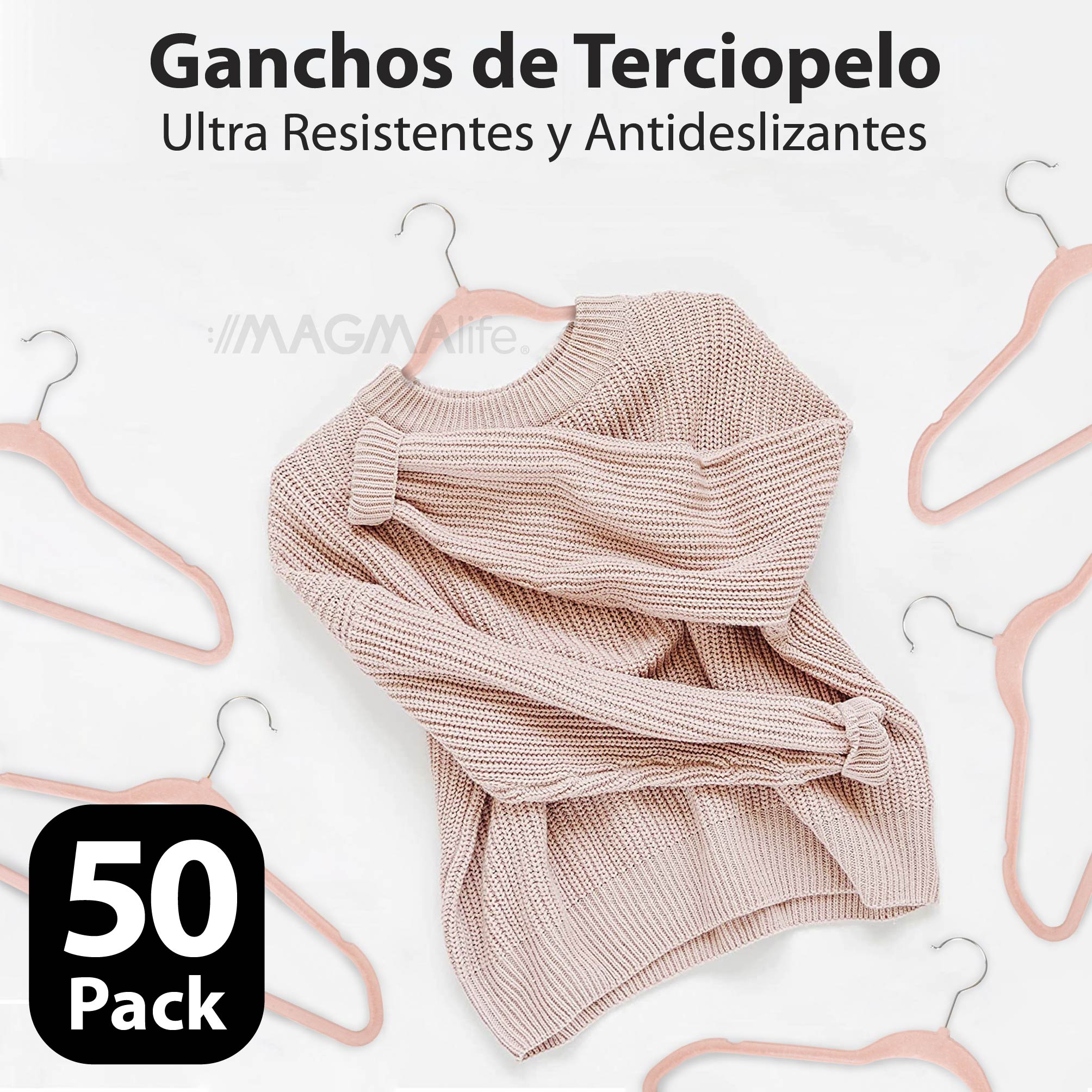 Foto 4 | Magmalife 50 Ganchos Para Ropa De Terciopelo, Gancho Plateado Giratorio De 360 Grados, Adecuado Para Todo Tipo De R