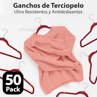 Foto 4 | Magmalife 50 Ganchos Para Ropa De Terciopelo, Gancho Plateado Giratorio De 360 Grados, Adecuado Para Todo Tipo
