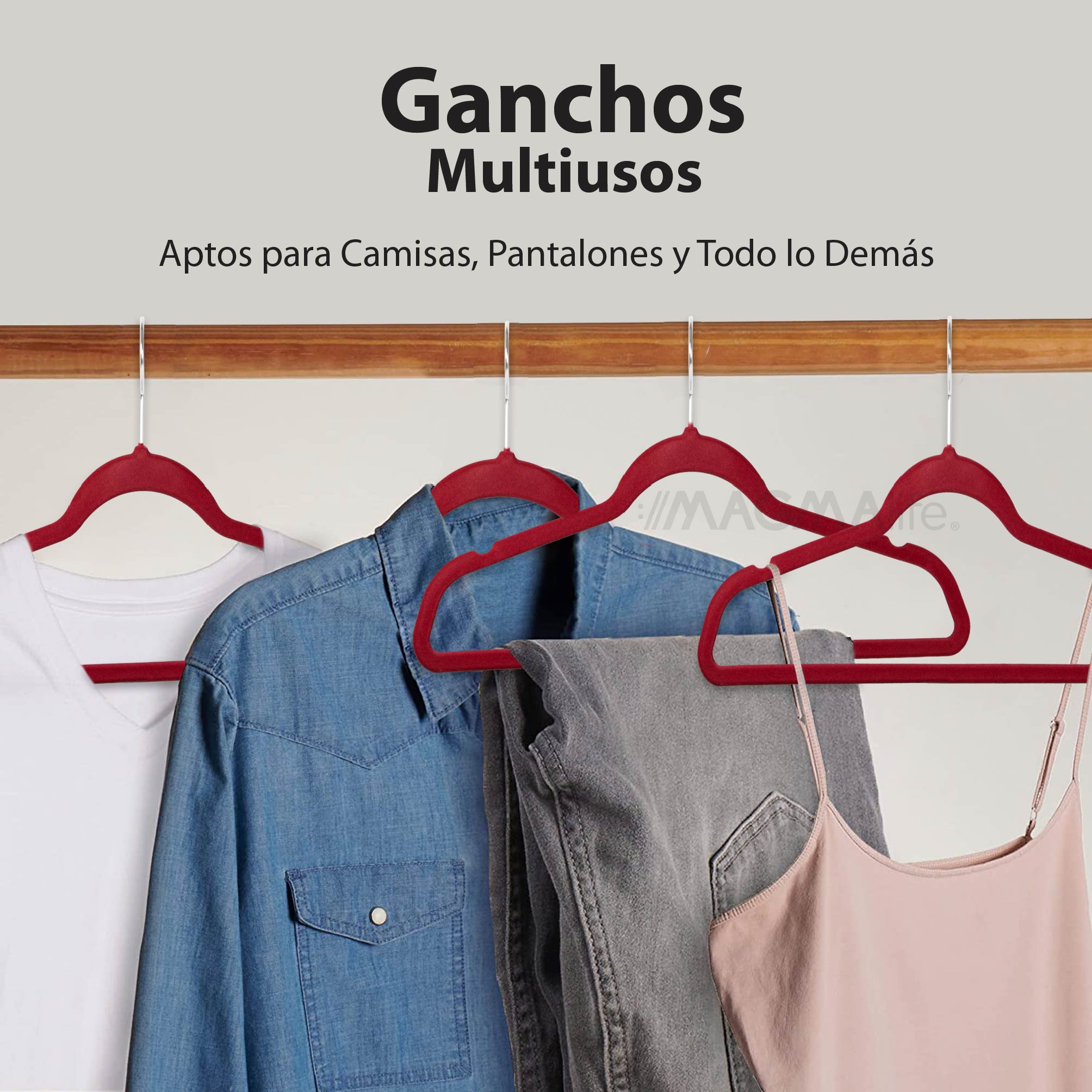 Foto 6 pulgar | Magmalife 50 Ganchos Para Ropa De Terciopelo, Gancho Plateado Giratorio De 360 Grados, Adecuado Para Todo Tipo
