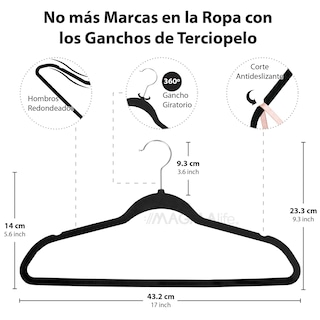 Foto 2 | Magmalife 50 Ganchos Para Ropa De Terciopelo, Gancho Plateado Giratorio De 360 Grados, Adecuado Para Todo Tipo De