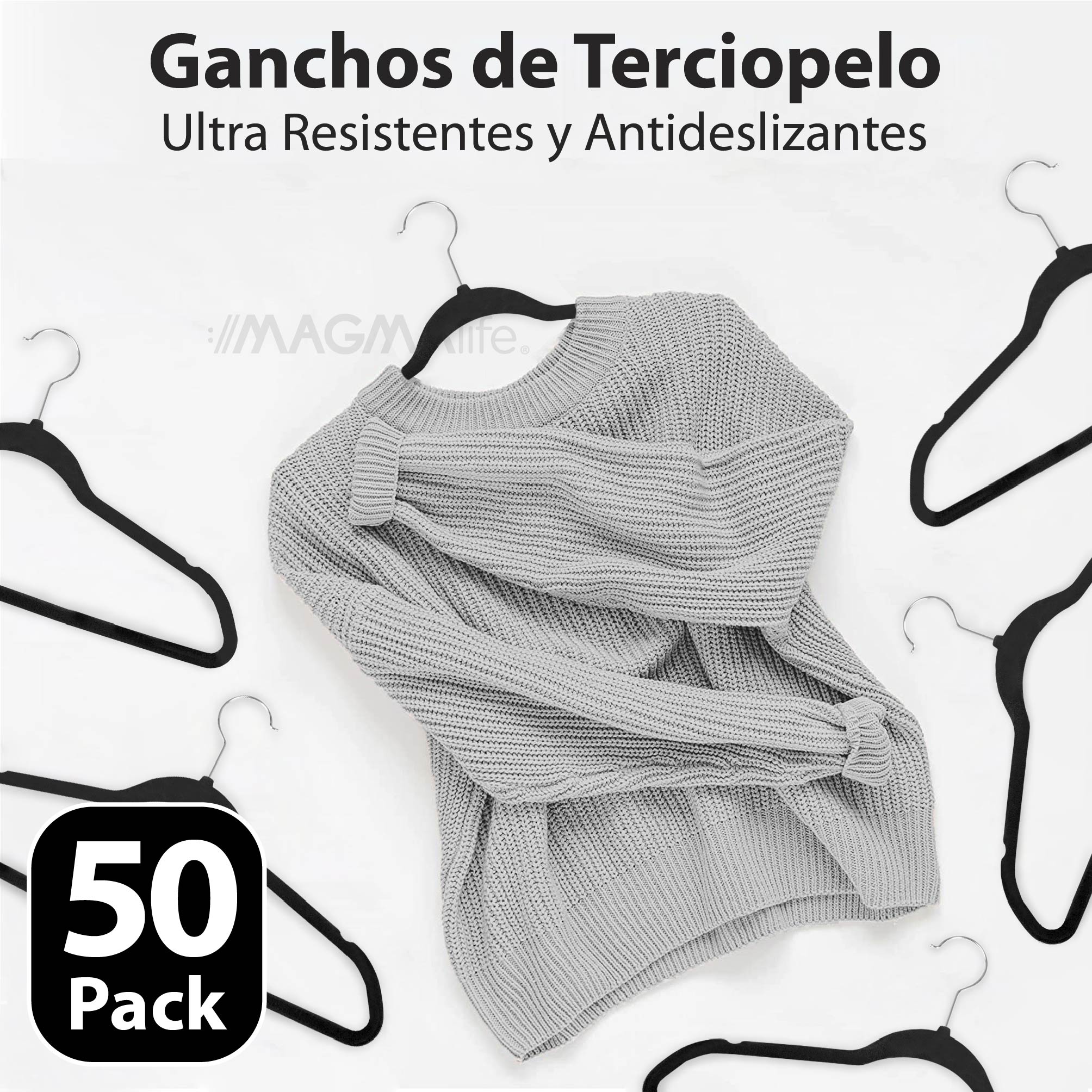 Foto 5 pulgar | Magmalife 50 Ganchos Para Ropa De Terciopelo, Gancho Plateado Giratorio De 360 Grados, Adecuado Para Todo Tipo De