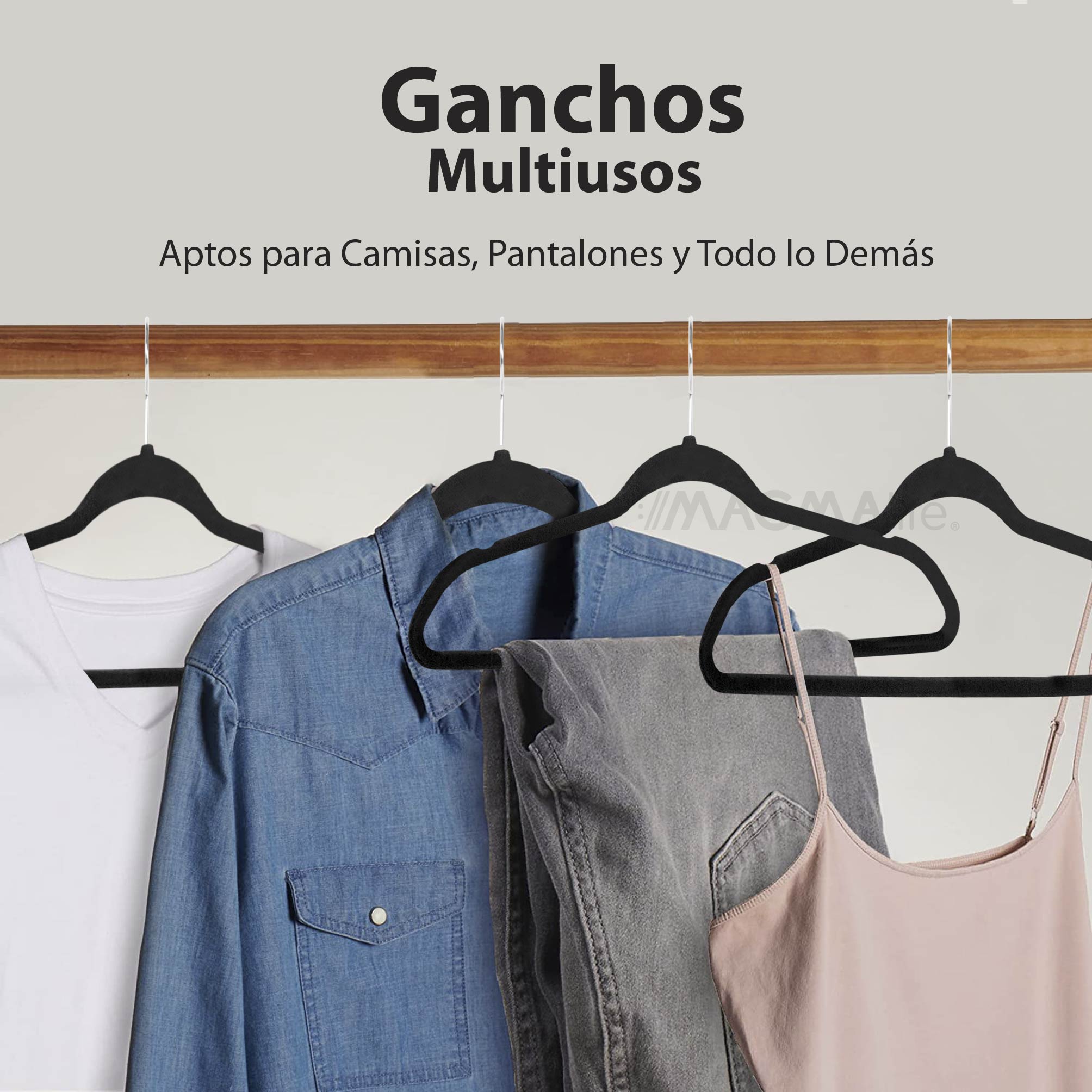Foto 6 pulgar | Magmalife 50 Ganchos Para Ropa De Terciopelo, Gancho Plateado Giratorio De 360 Grados, Adecuado Para Todo Tipo De