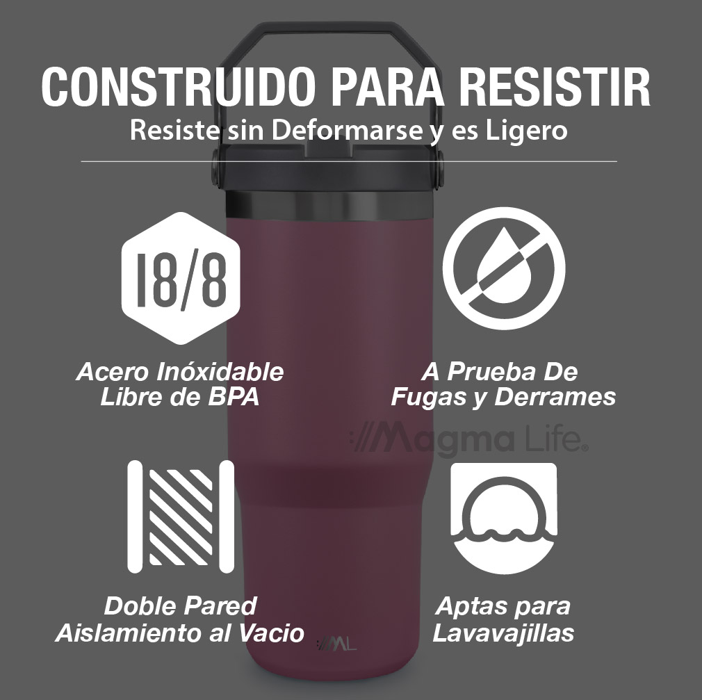Foto 7 | Magma Life Termo De Acero Inoxidable Premium 890ml (30oz) Mantiene Bebidas Calientes O Frías Mas Horas, Térmica (rosa)