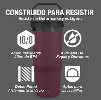 Foto 7 | Magma Life Termo De Acero Inoxidable Premium 890ml (30oz) Mantiene Bebidas Calientes O Frías Mas Horas, Térmica (rosa)