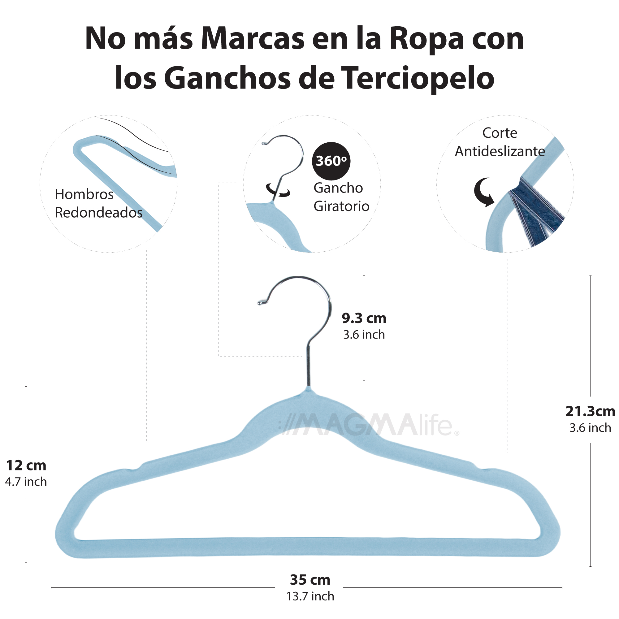 Foto 3 pulgar | Magmalife 50 Ganchos De Terciopelo Para Ropa Infantil, Gancho Plateado Giratorio De 360 Grados, Adecuado Para Tod