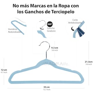 Foto 2 | Magmalife 50 Ganchos De Terciopelo Para Ropa Infantil, Gancho Plateado Giratorio De 360 Grados, Adecuado Para Tod