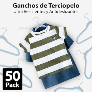 Foto 4 | Magmalife 50 Ganchos De Terciopelo Para Ropa Infantil, Gancho Plateado Giratorio De 360 Grados, Adecuado Para Tod