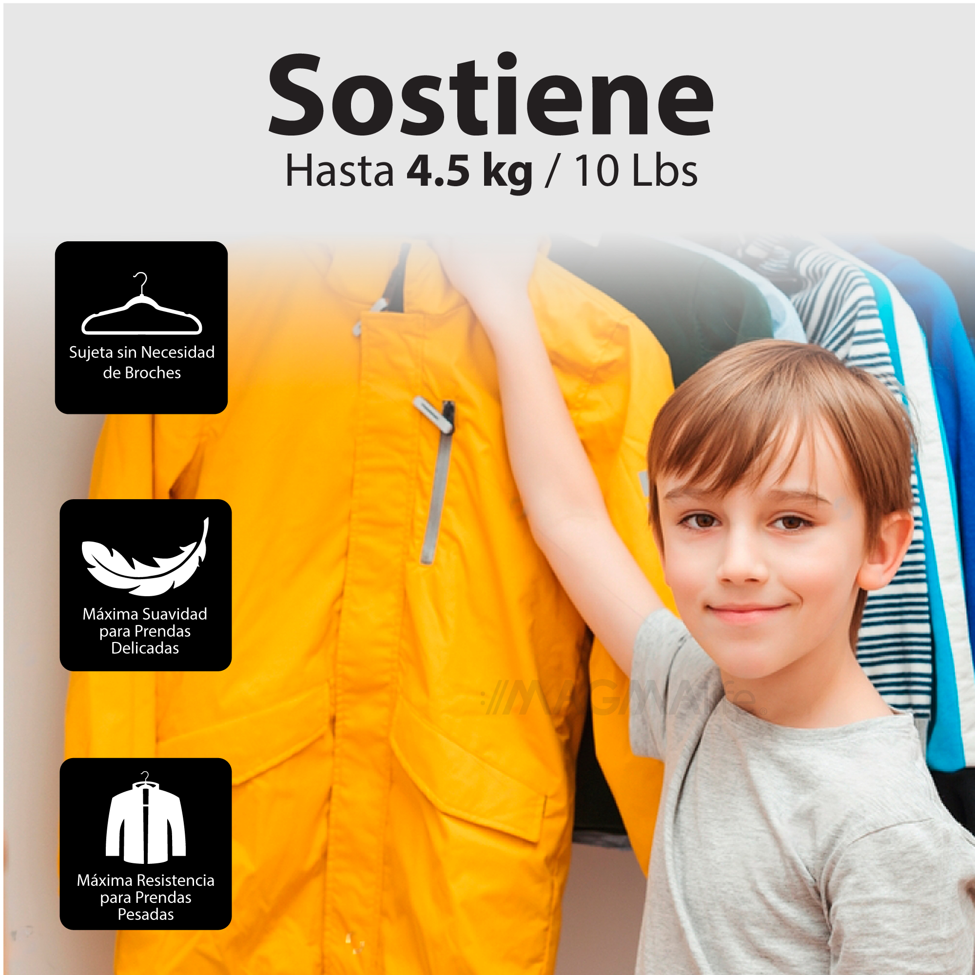 Foto 4 pulgar | Magmalife 50 Ganchos De Terciopelo Para Ropa Infantil, Gancho Plateado Giratorio De 360 Grados, Adecuado Para Tod