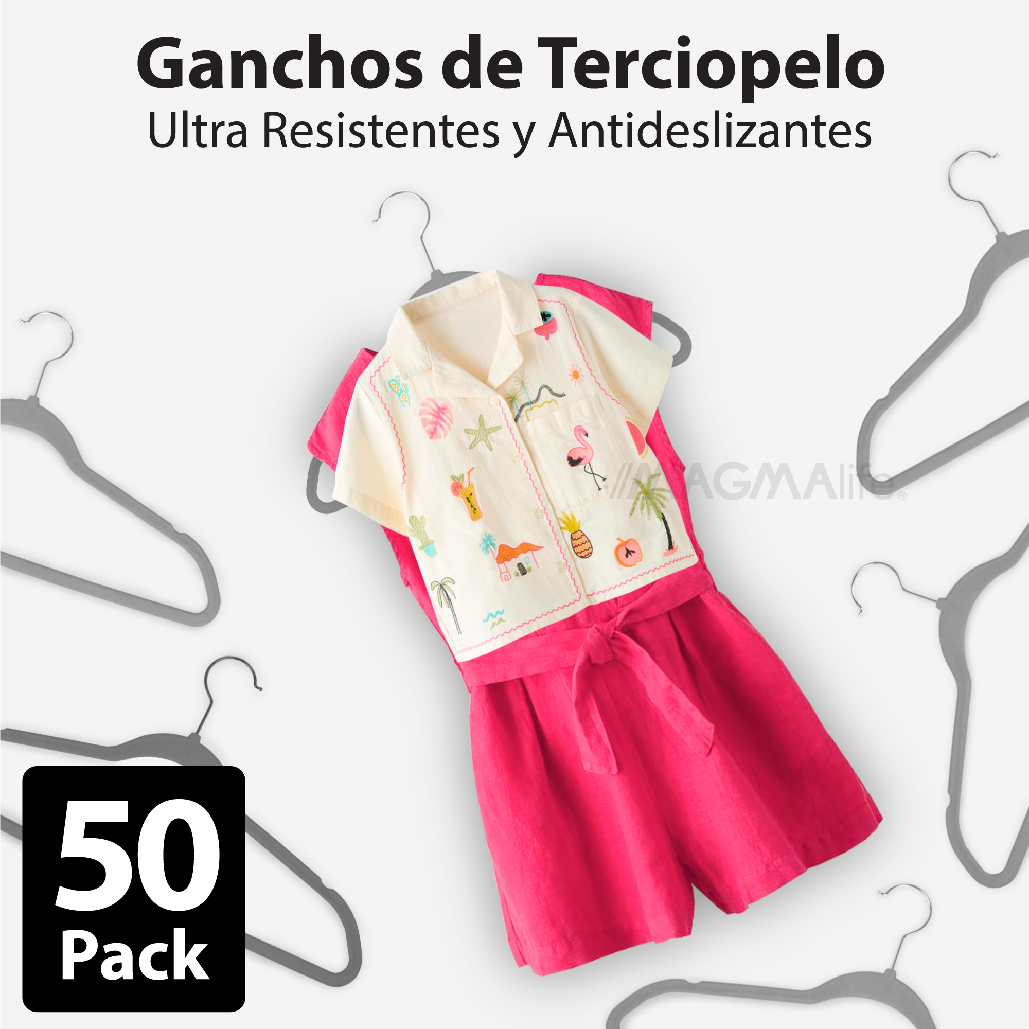 Foto 9 pulgar | Magmalife 50 Ganchos De Terciopelo Para Ropa Infantil, Gancho Plateado Giratorio De 360 Grados, Adecuado Para Tod