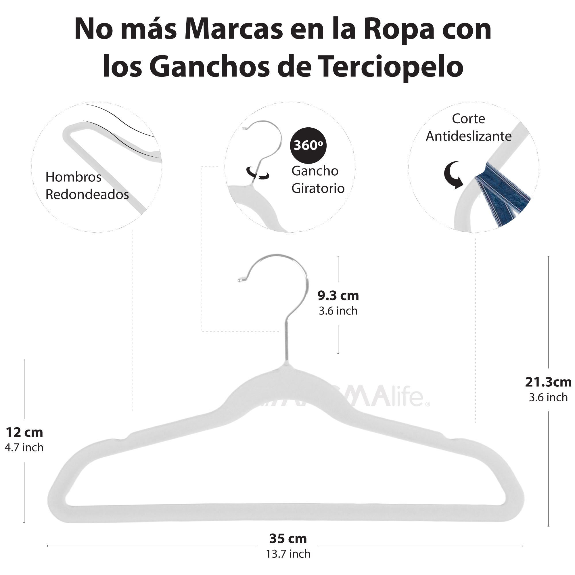 Foto 3 pulgar | Magmalife 50 Ganchos De Terciopelo Para Ropa Infantil, Gancho Plateado Giratorio De 360 Grados, Adecuado Para Tod