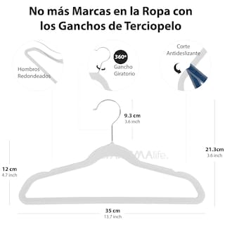 Foto 2 | Magmalife 50 Ganchos De Terciopelo Para Ropa Infantil, Gancho Plateado Giratorio De 360 Grados, Adecuado Para Tod