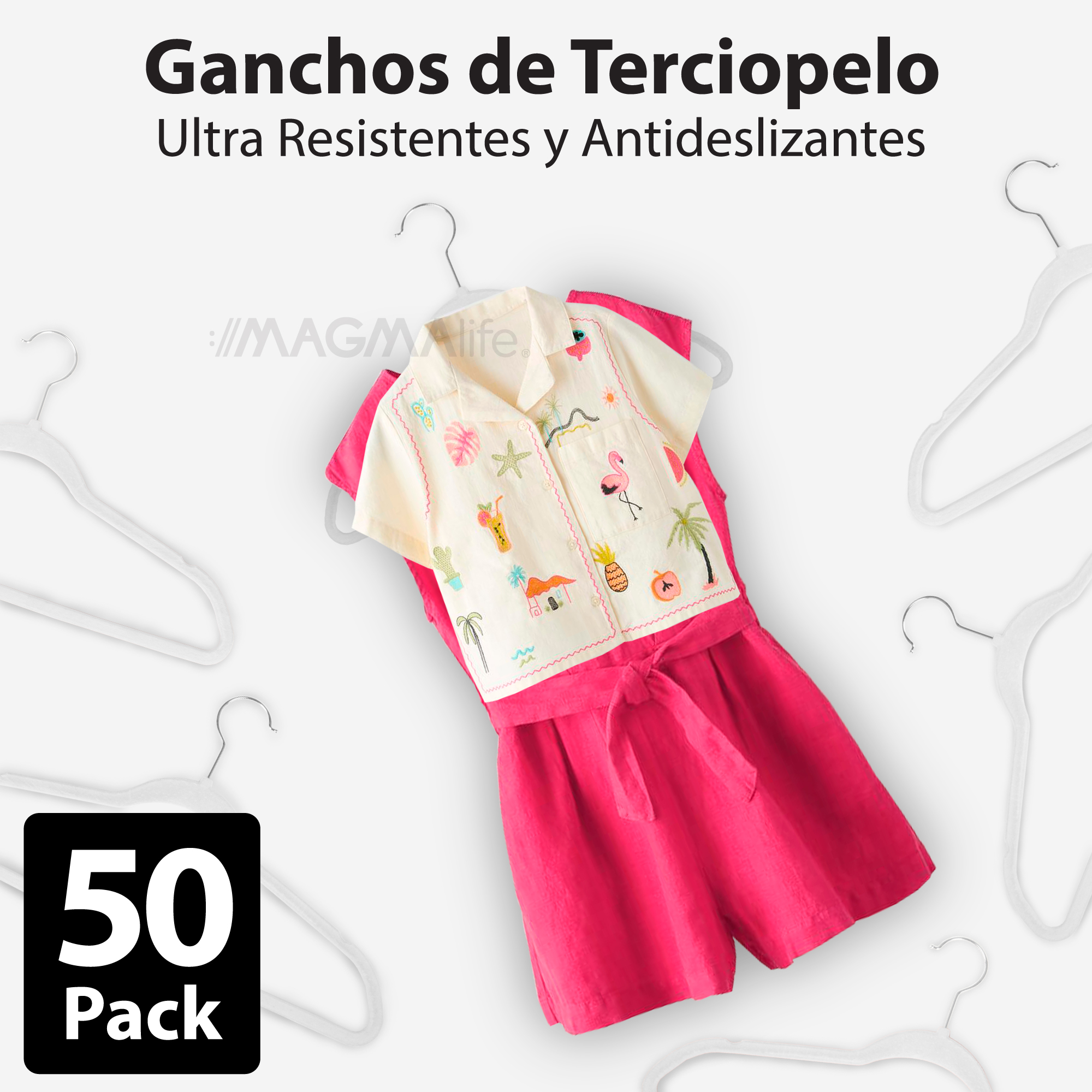 Foto 9 pulgar | Magmalife 50 Ganchos De Terciopelo Para Ropa Infantil, Gancho Plateado Giratorio De 360 Grados, Adecuado Para Tod