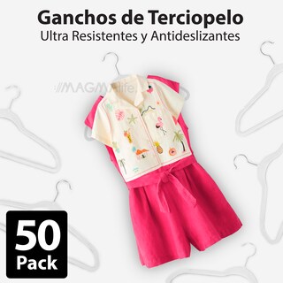 Foto 8 | Magmalife 50 Ganchos De Terciopelo Para Ropa Infantil, Gancho Plateado Giratorio De 360 Grados, Adecuado Para Tod