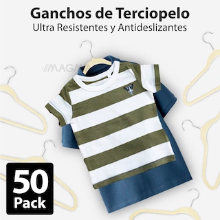 Foto 4 | Magmalife 50 Ganchos De Terciopelo Para Ropa Infantil, Antideslizantes Y Ultra Delgados, Gancho Metálico Giratorio 360°