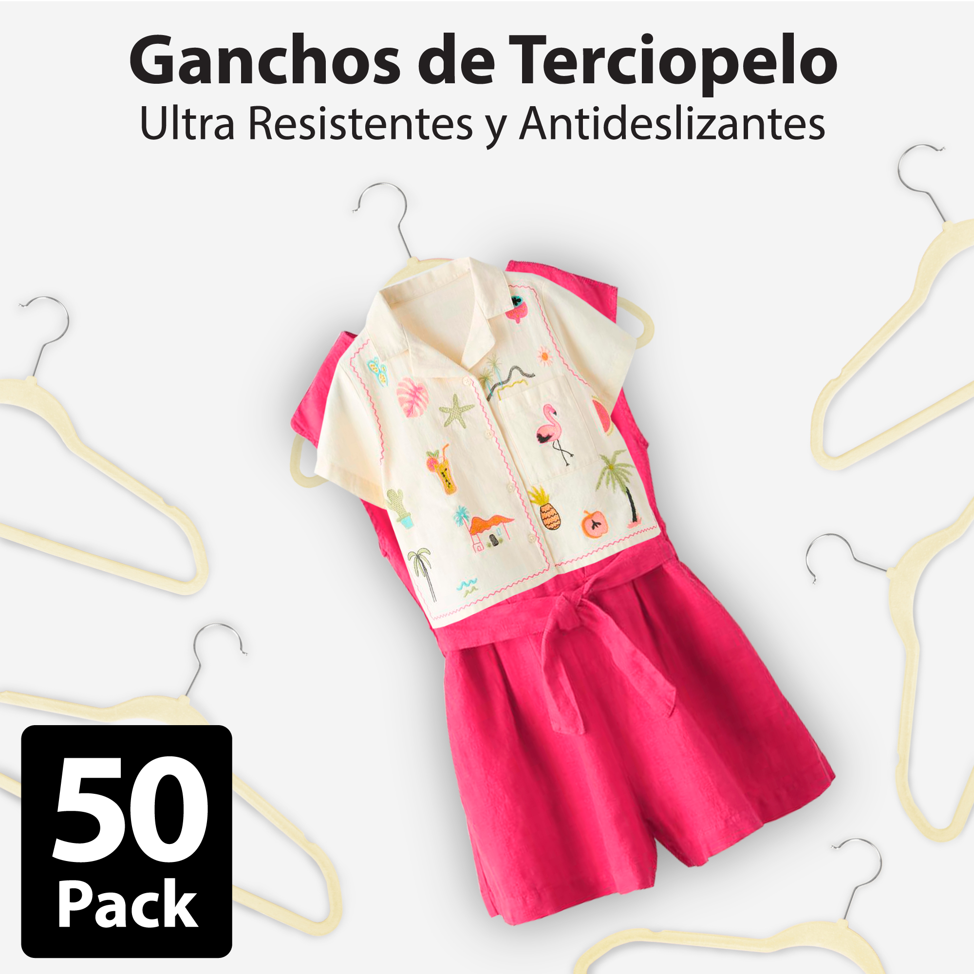Foto 9 pulgar | Magmalife 50 Ganchos De Terciopelo Para Ropa Infantil, Antideslizantes Y Ultra Delgados, Gancho Metálico Giratorio 360°