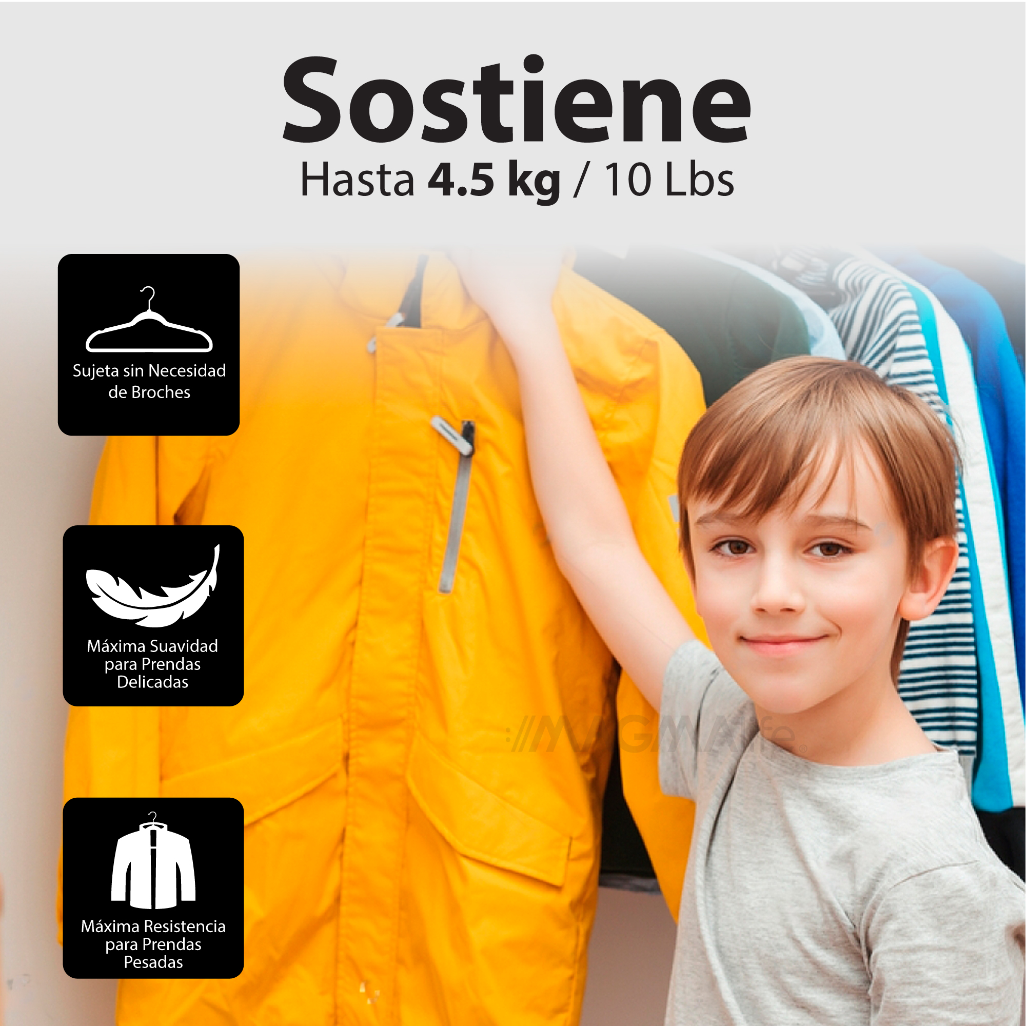 Foto 4 pulgar | Magmalife 50 Ganchos De Terciopelo Para Ropa Infantil, Gancho Plateado Giratorio De 360 Grados, Adecuado Para Tod