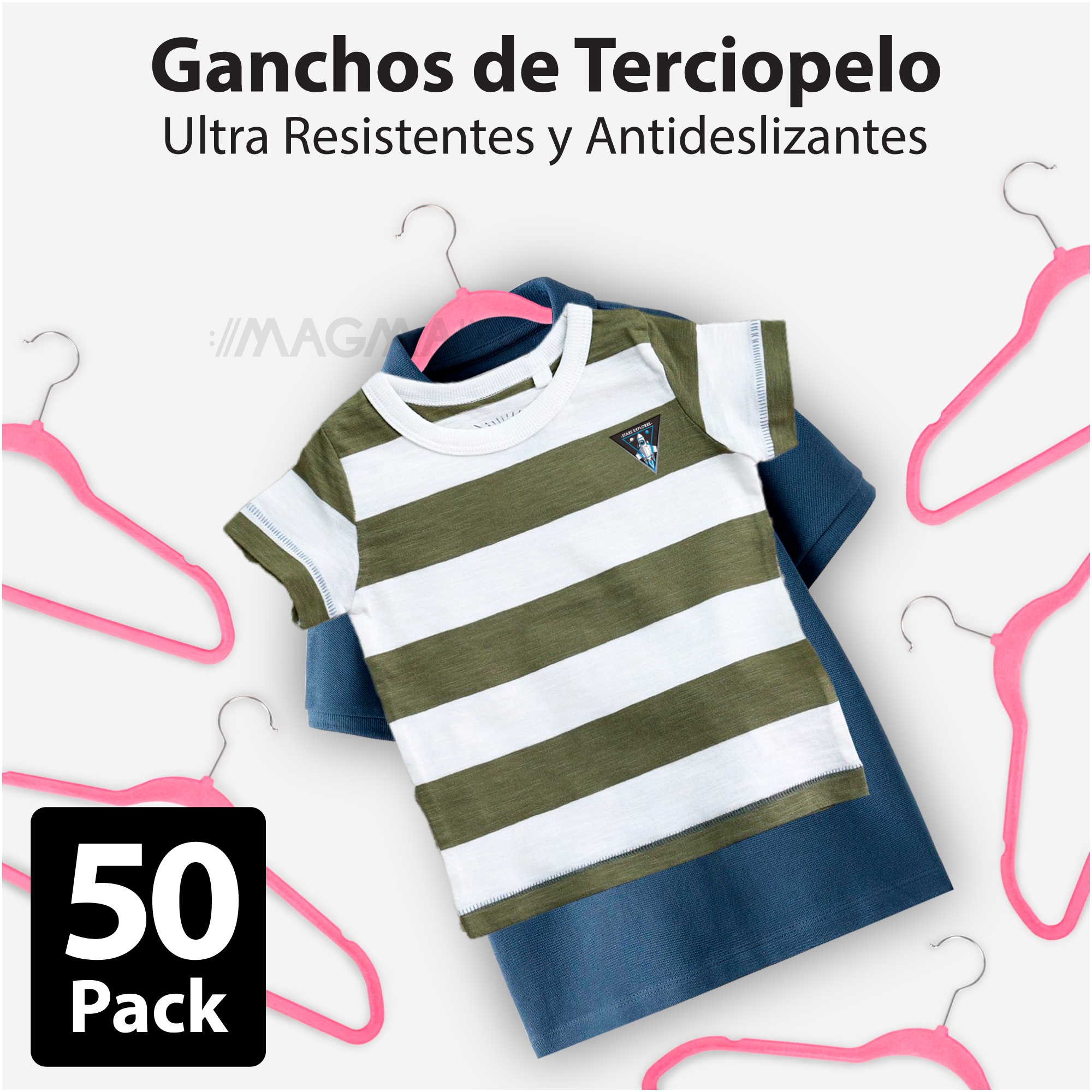 Foto 5 pulgar | Magmalife 50 Ganchos De Terciopelo Para Ropa Infantil, Gancho Plateado Giratorio De 360 Grados, Adecuado Para Tod
