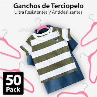 Foto 4 | Magmalife 50 Ganchos De Terciopelo Para Ropa Infantil, Gancho Plateado Giratorio De 360 Grados, Adecuado Para Tod