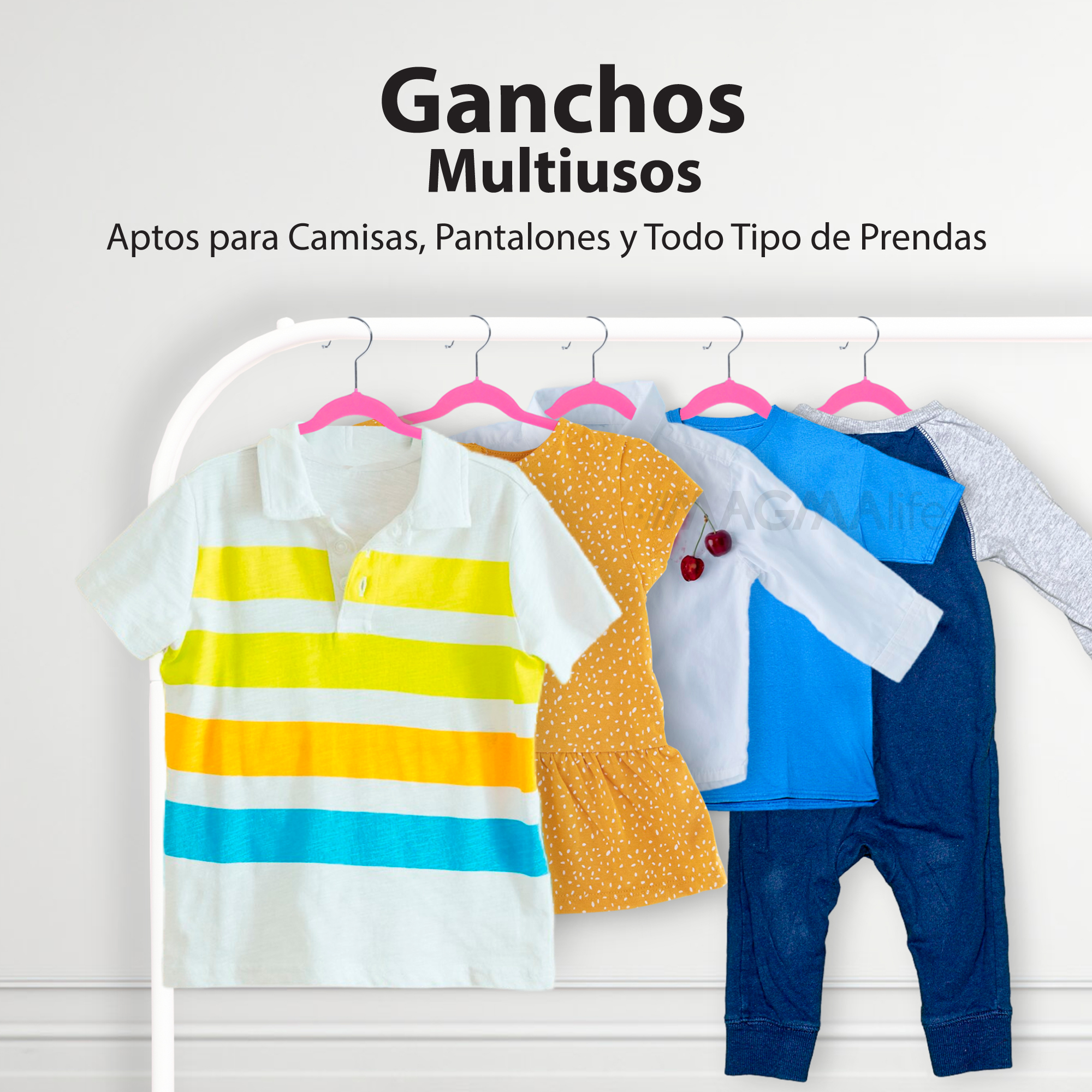 Foto 6 pulgar | Magmalife 50 Ganchos De Terciopelo Para Ropa Infantil, Gancho Plateado Giratorio De 360 Grados, Adecuado Para Tod