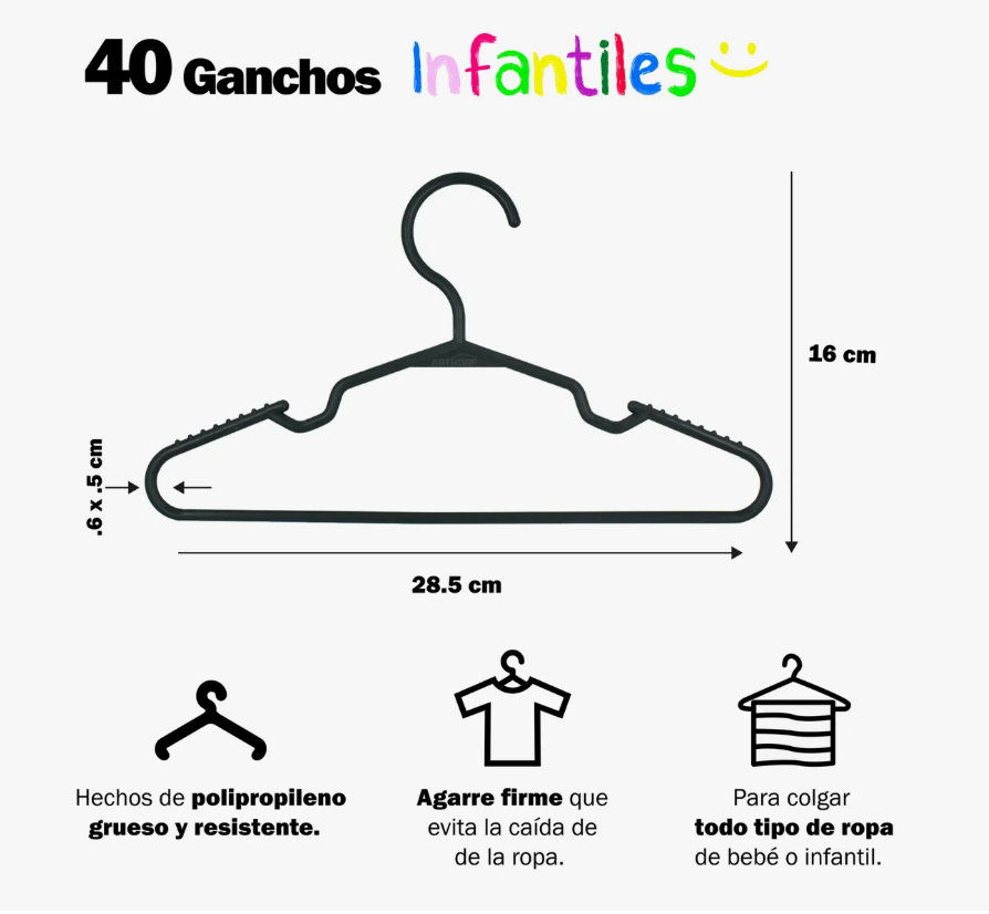 Foto 3 pulgar | Ganchos de Ropa 40 Piezas