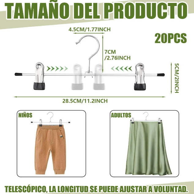 Foto 3 pulgar | Xtellar: Juego De 20 Ganchos Multiusos Premium Con Pinzas Para Pantalones Y Ropa