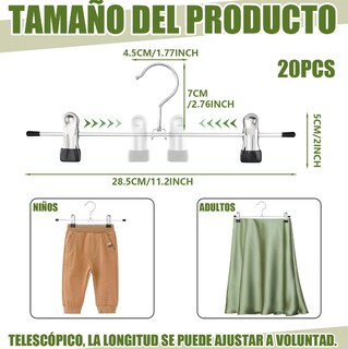 Foto 2 | Xtellar: Juego De 20 Ganchos Multiusos Premium Con Pinzas Para Pantalones Y Ropa
