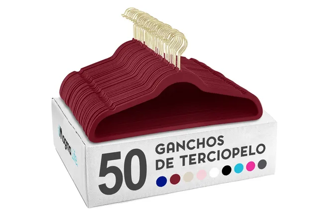 Foto 2 pulgar | Ganchos Xtellar Para Ropa De Terciopelo Premium - 50 Unidades - Diseño Dorado Giratorio De 360°, Antideslizant