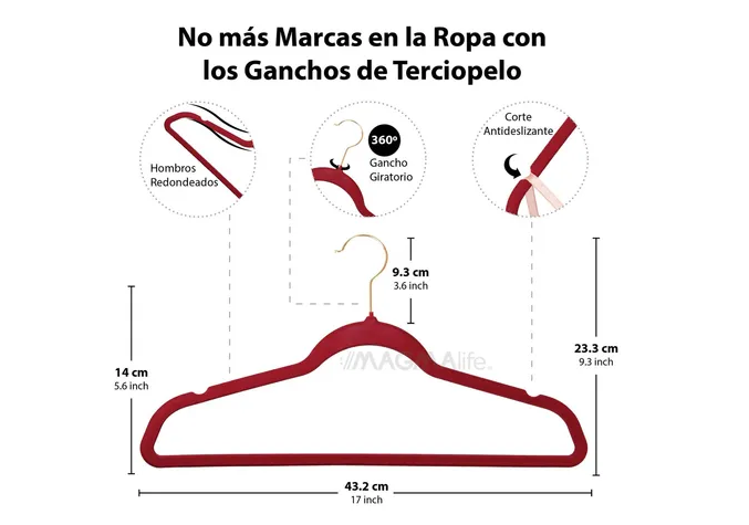 Foto 3 pulgar | Ganchos Xtellar Para Ropa De Terciopelo Premium - 50 Unidades - Diseño Dorado Giratorio De 360°, Antideslizant