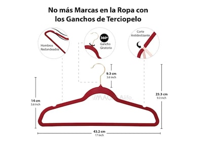 Foto 2 | Ganchos Xtellar Para Ropa De Terciopelo Premium - 50 Unidades - Diseño Dorado Giratorio De 360°, Antideslizant