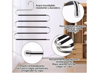 Foto 5 | Xtellar Set De 4 Ganchos Multiuso De Acero Inoxidable Para Pantalones De 5 Capas