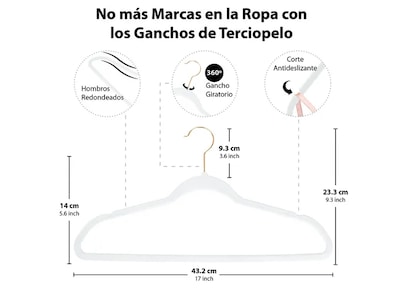 Foto 2 | Ganchos Xtellar Para Ropa De Terciopelo Premium - 50 Unidades - Diseño Dorado Giratorio De 360°, Antideslizant