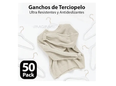Foto 5 | Ganchos Xtellar Para Ropa De Terciopelo Premium - 50 Unidades - Diseño Dorado Giratorio De 360°, Antideslizant