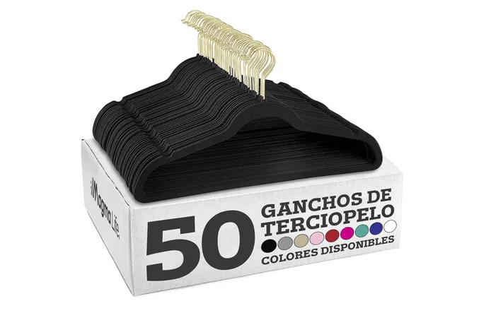 Foto 2 pulgar | Ganchos Xtellar Para Ropa De Terciopelo Premium - 50 Unidades - Diseño Dorado Giratorio De 360°, Antideslizant