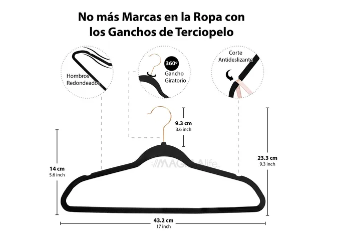 Foto 4 pulgar | Ganchos Xtellar Para Ropa De Terciopelo Premium - 50 Unidades - Diseño Dorado Giratorio De 360°, Antideslizant