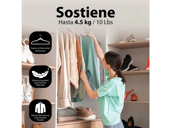 Foto 5 pulgar | Ganchos Xtellar Para Ropa De Terciopelo Premium - 50 Unidades - Diseño Dorado Giratorio De 360°, Antideslizant