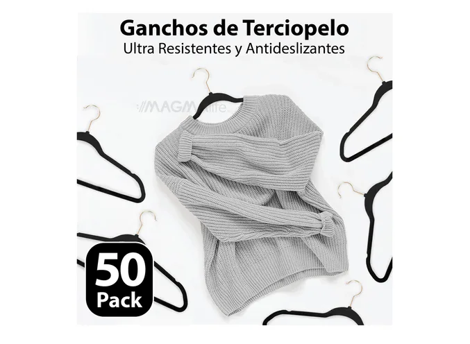 Foto 6 pulgar | Ganchos Xtellar Para Ropa De Terciopelo Premium - 50 Unidades - Diseño Dorado Giratorio De 360°, Antideslizant
