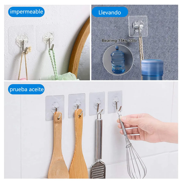 Foto 5 pulgar | Xtellar - Set De 60 Ganchos Autoadhesivos, Versátiles E Impermeables De Diseño Elegante