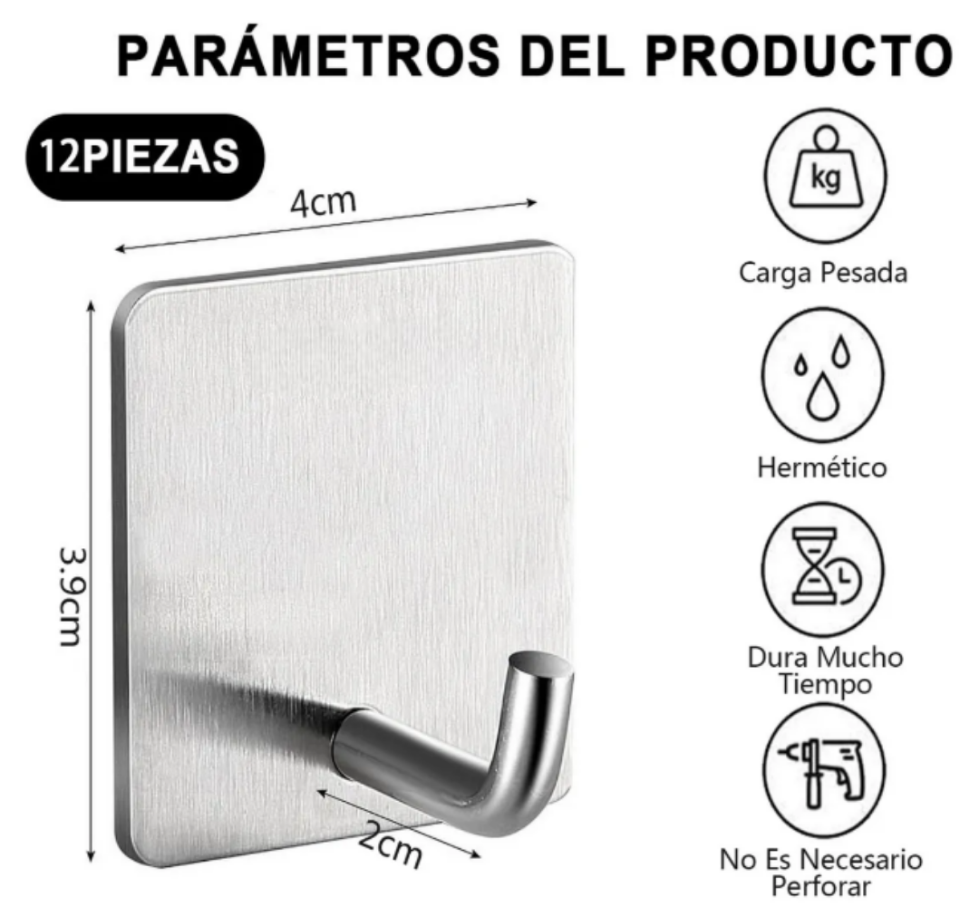 Foto 3 pulgar | Xtellar Gancho Adhesivo Premium De Acero Inoxidable Para Toallas Y Más - Pack De 12