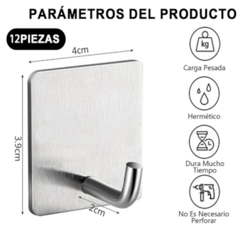 Foto 2 | Xtellar Gancho Adhesivo Premium De Acero Inoxidable Para Toallas Y Más - Pack De 12
