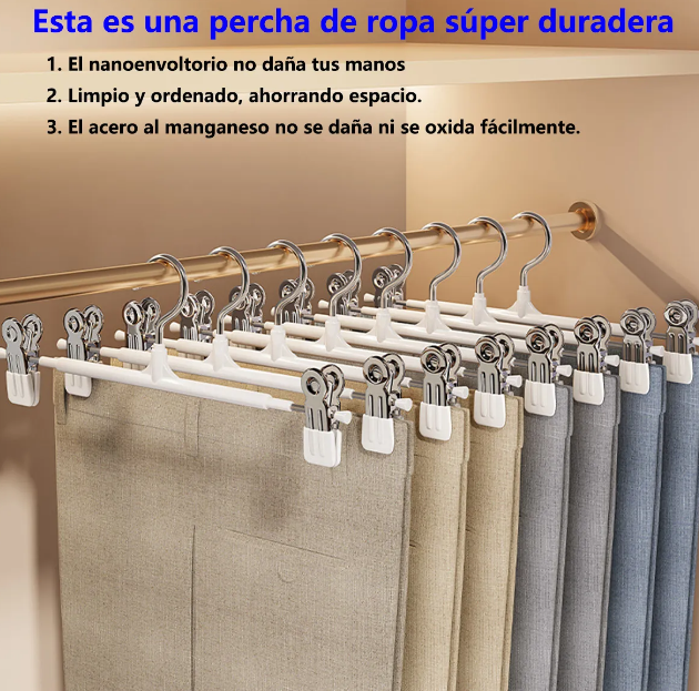 Foto 4 pulgar | Xtellar Set De 20 Perchas Ajustables De Acero Inoxidable - Elegancia Y Durabilidad Para Tu Ropa.