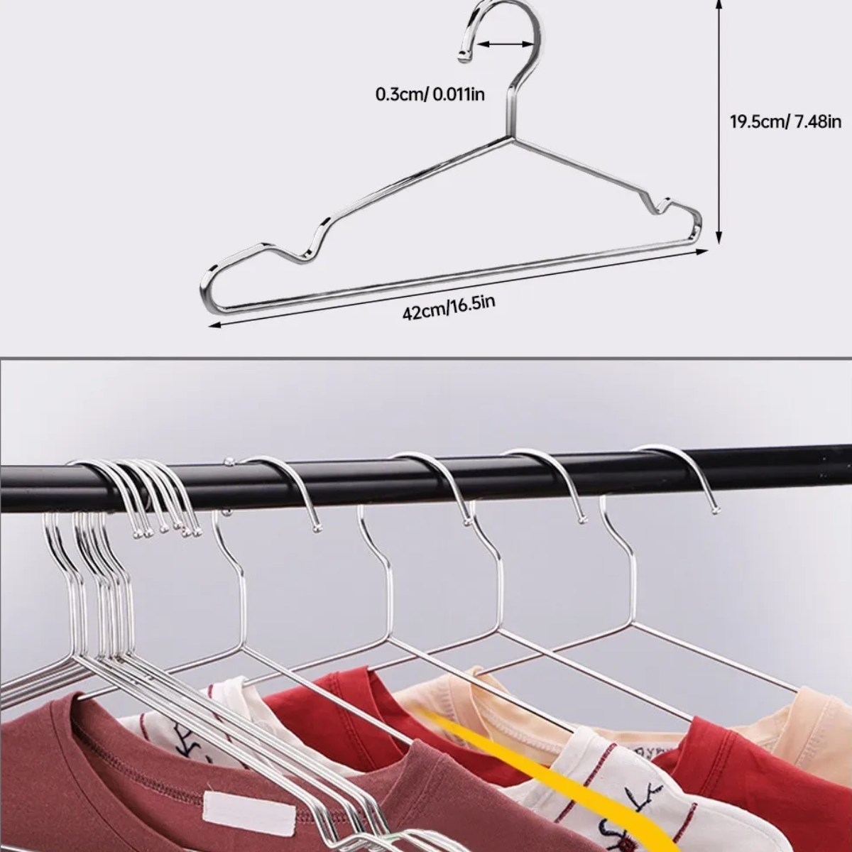 Foto 4 pulgar | Ganchos Para Ropa Acero Inoxidable Organizadores Perchas 20 Piezas Lab.g Plateado