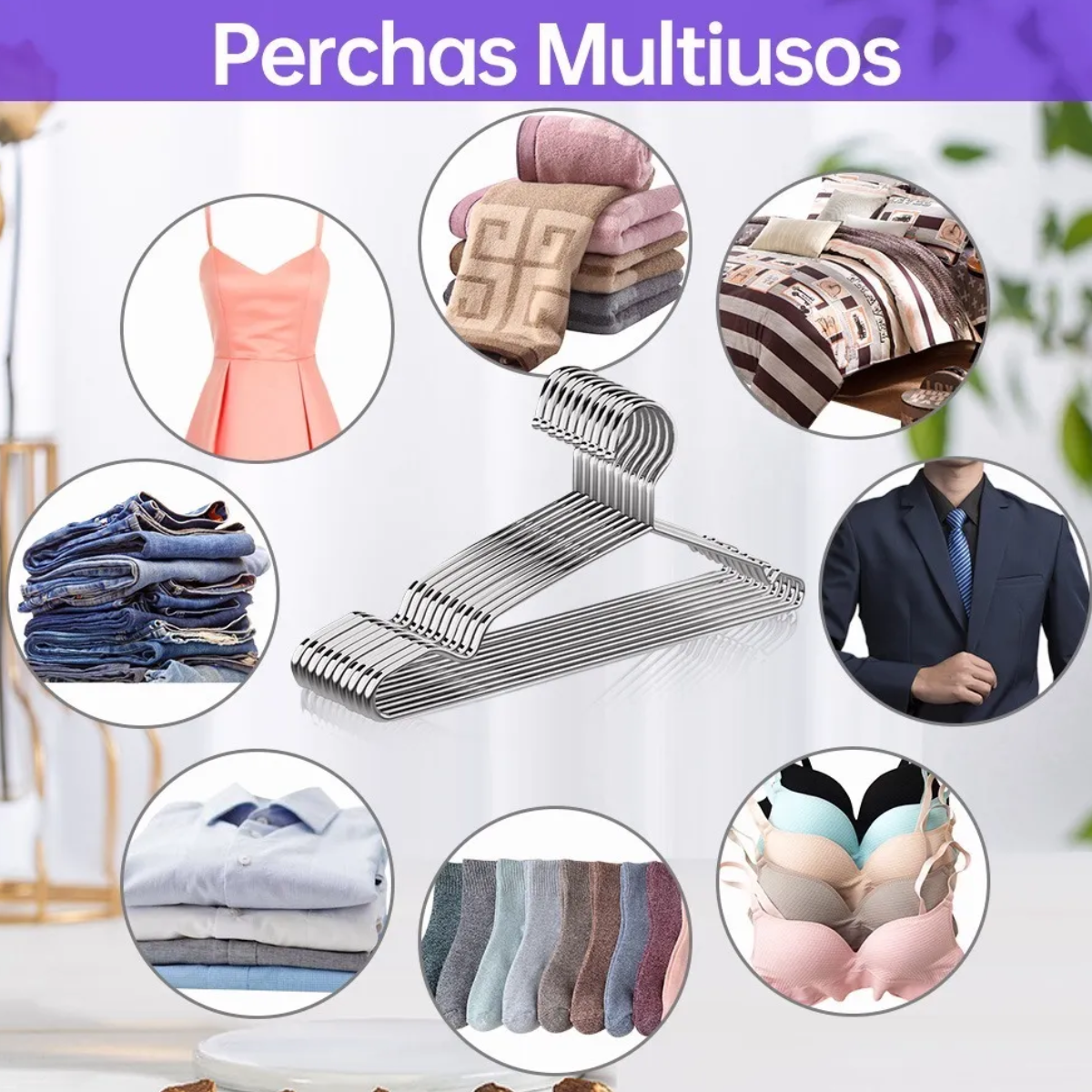 Foto 5 | Ganchos Para Ropa Acero Inoxidable Organizadores Perchas 20 Piezas Lab.g Plateado