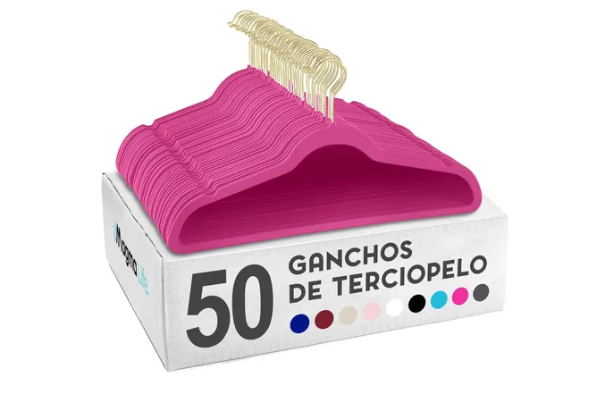 Foto 2 pulgar | Ganchos Xtellar Para Ropa De Terciopelo Premium - 50 Unidades - Diseño Dorado Giratorio De 360°, Antideslizant