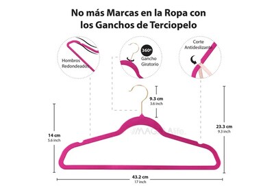 Foto 3 | Ganchos Xtellar Para Ropa De Terciopelo Premium - 50 Unidades - Diseño Dorado Giratorio De 360°, Antideslizant