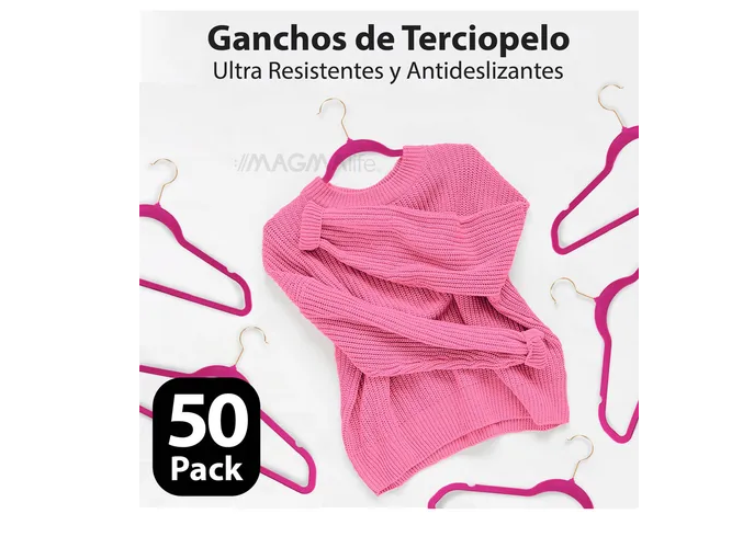 Foto 6 pulgar | Ganchos Xtellar Para Ropa De Terciopelo Premium - 50 Unidades - Diseño Dorado Giratorio De 360°, Antideslizant