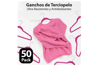 Foto 5 | Ganchos Xtellar Para Ropa De Terciopelo Premium - 50 Unidades - Diseño Dorado Giratorio De 360°, Antideslizant