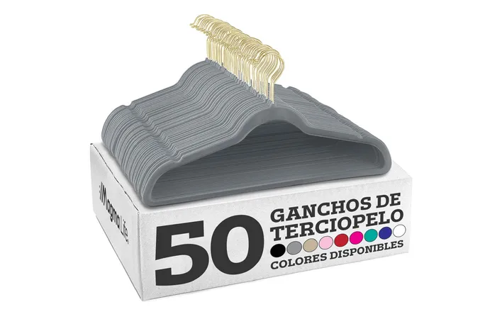 Foto 2 pulgar | Ganchos Xtellar Para Ropa De Terciopelo Premium - 50 Unidades - Diseño Dorado Giratorio De 360°, Antideslizant