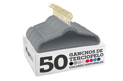 Foto 1 | Ganchos Xtellar Para Ropa De Terciopelo Premium - 50 Unidades - Diseño Dorado Giratorio De 360°, Antideslizant